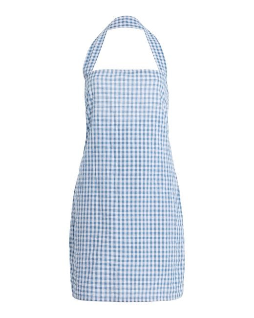 All That Remains Blue Juliette Gingham Seersucker Cotton Mini Halter Dress
