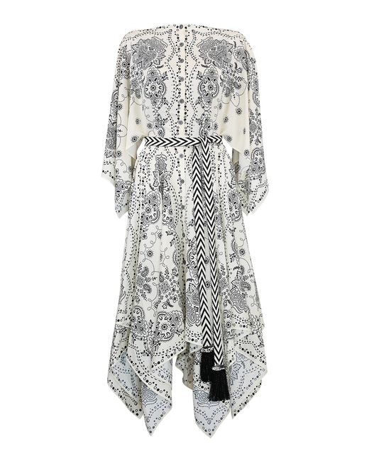 Lena Hoschek White Bandana Linen-Blend Midi Dress
