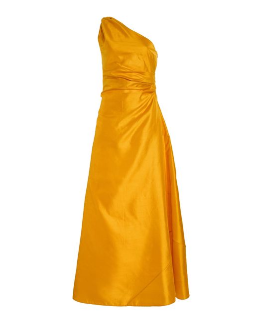 Staud Yellow Este Silk Dress