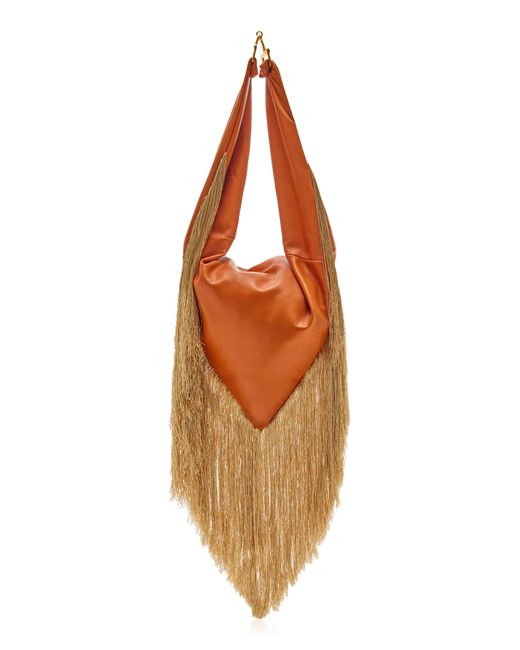 Franchise Orange Exclusive Push Medium Fringed Leather Shoulder Bag