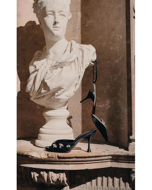 Christian Louboutin Black Degraqueen 85mm Crystal-embellished Crepe Satin Sandals