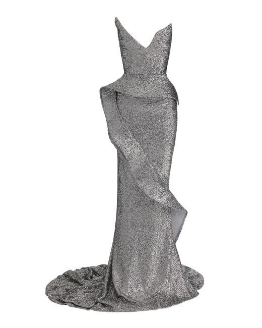 Maticevski Gray Glorious Sequin Strapless Gown