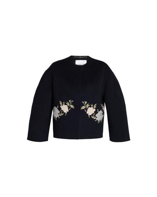 Erdem Blue Embroidered Wool Jacket