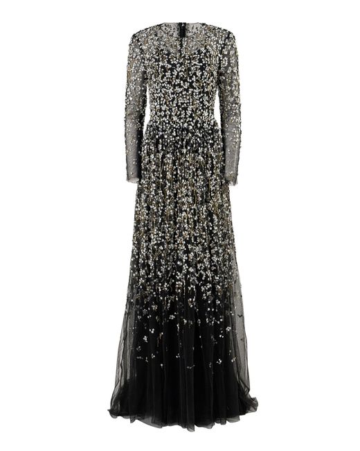 Carolina Herrera Metallic Embellished Nylon Tulle Gown