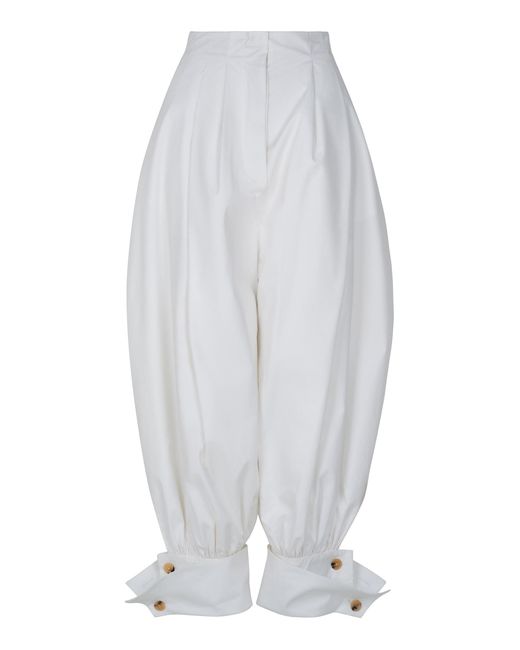 A.W.A.K.E. MODE White Tailored Cotton Barrel-Leg Pants