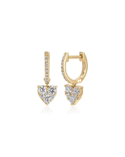 EF Collection White 14K Diamond Heart Mini Huggie Earrings
