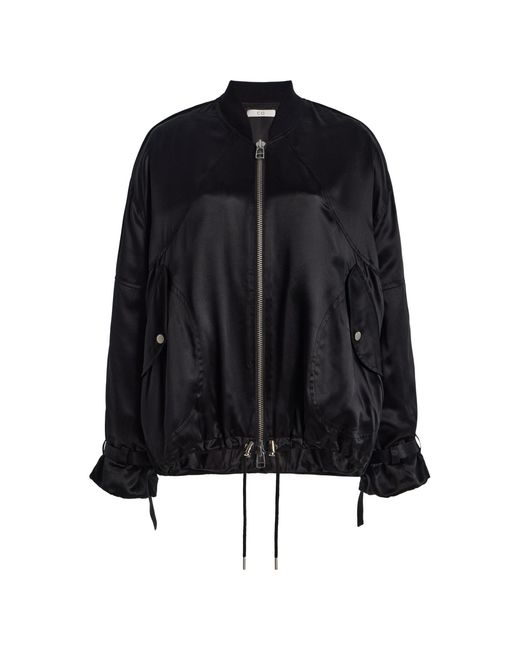 Co. Black Silk-Charmeuse Bomber Jacket