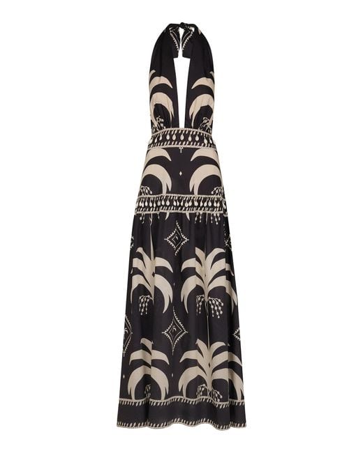 Johanna Ortiz Black Latin Rhythms Printed Cotton Poplin Maxi Dress