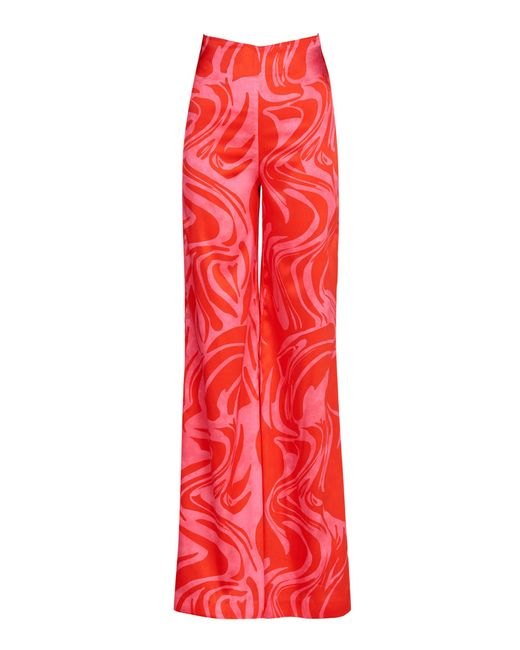 Silvia Tcherassi Red Andie Printed Silk Wide-leg Pants