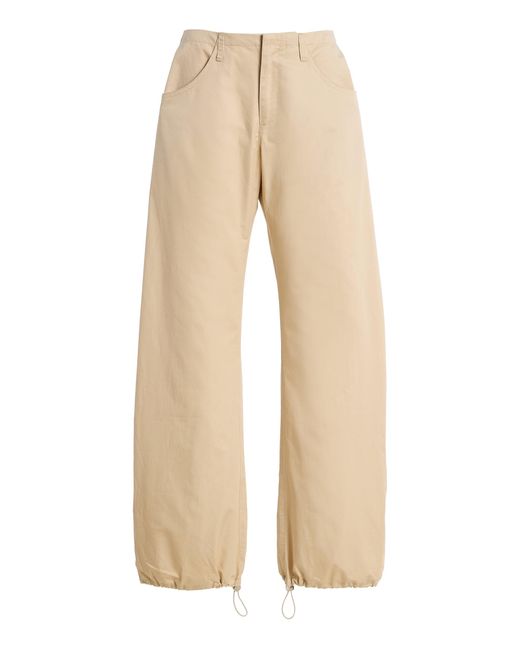 EB DENIM Natural Isla Cinched Cotton Wide-Leg Pants