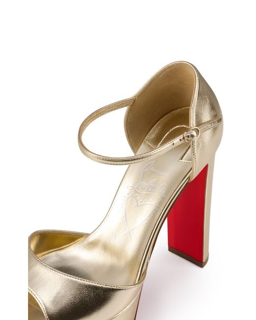 Christian Louboutin Natural Sandaloo 130Mm Metallic-Leather Platform Sandals