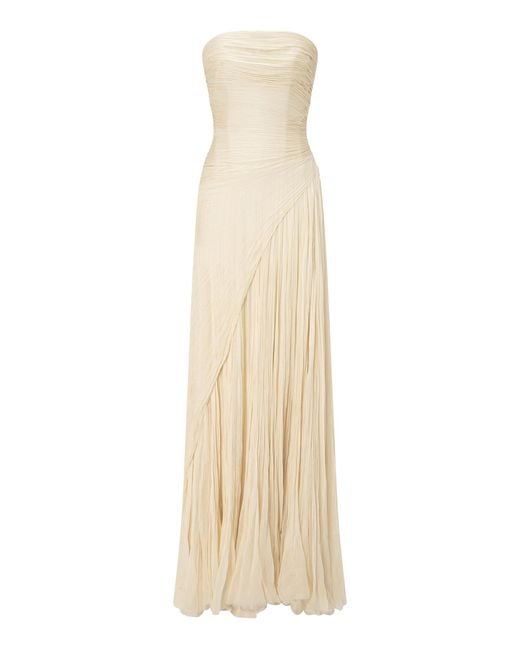Marmar Halim Natural Pleated Silk Gown