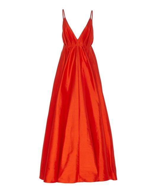 Paris Georgia Orange Bella V-neck Silk Maxi Dress