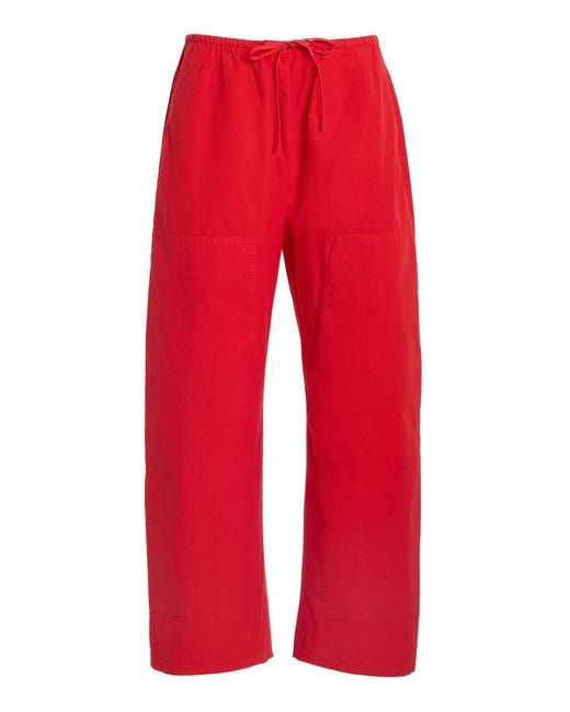 Leset Red Kyoto Cotton Carpenter Pants
