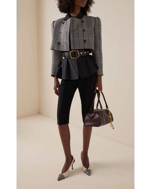 Chloé Gray Cropped Wool Checkered Jacket