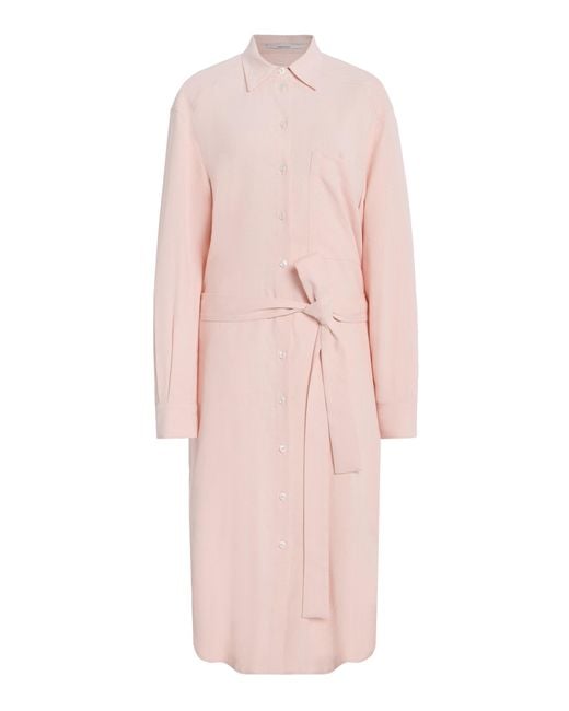 Another Tomorrow Pink Exclusive Pleat-Back Shirt Dress