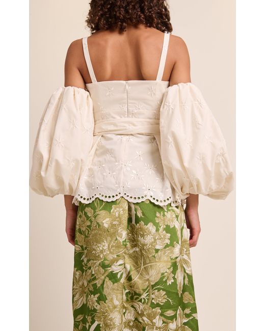 Erdem Natural Exclusive Lowell Convertible Embroidered-silk Top