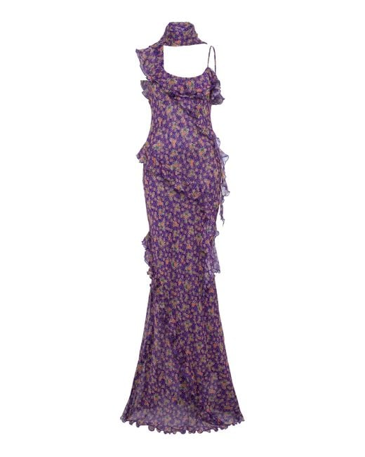 Siedres Purple Monica Ruffled Maxi Dress