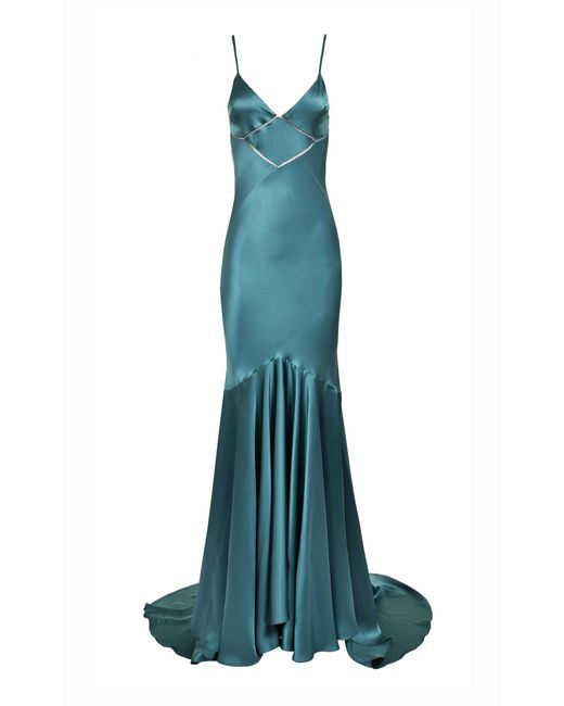 Francesca Miranda Blue Lagoon Silk Maxi Dress
