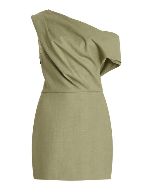 Significant Other Green Leighton Draped Twill Mini Dress