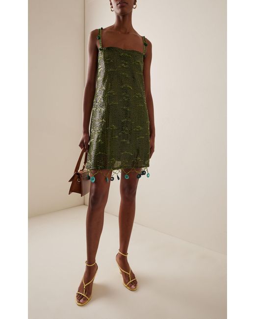 Siedres Enta Bead-embellished Sequined Mini Dress in Green | Lyst