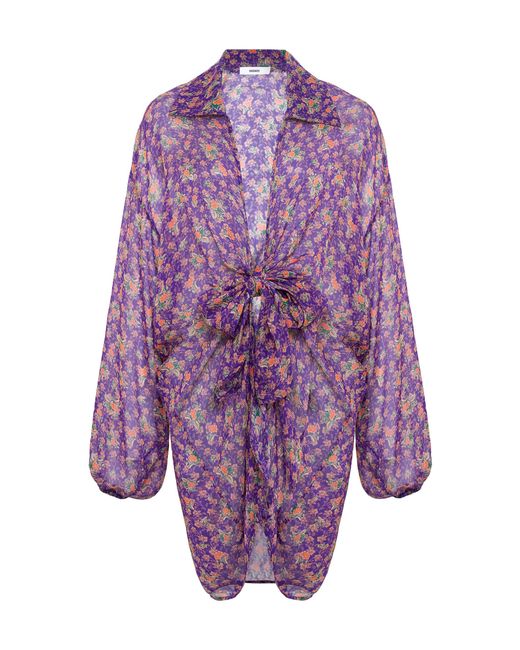 Siedres Purple Beatriz Tie-Front Tunic