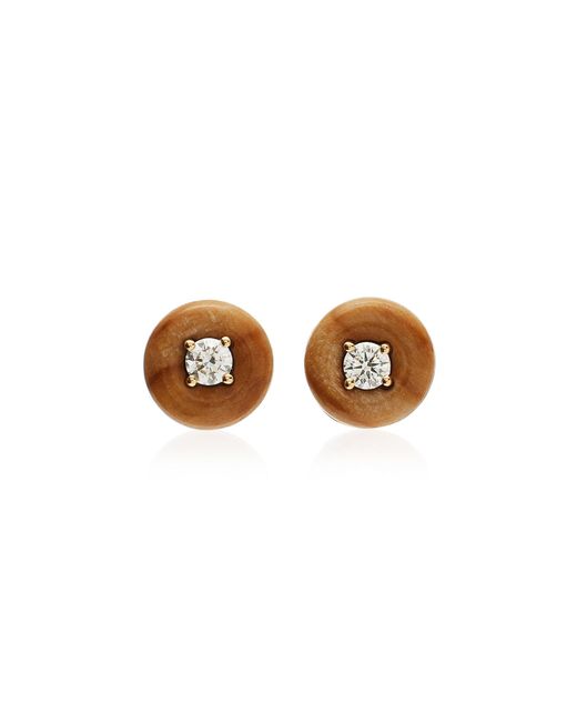 Fernando Jorge Brown Petrified Wood Orbit Diamond Medium Studs