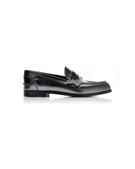Christian Louboutin Black Donna Burnished Leather Penny Loafers