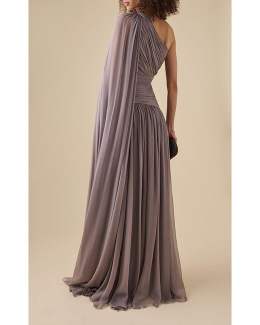 Zuhair Murad Purple Cut-Out Draped Silk Gown