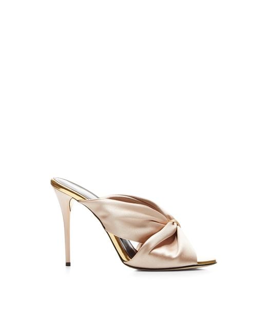 Oscar de la Renta Natural Glen Satin Mules