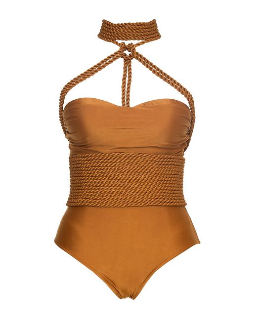 Lenny Niemeyer Brown Shibari Rope Maillot Swimsuit