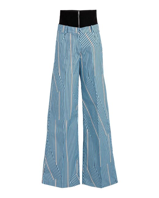 Silvia Tcherassi Blue Ruelle Cotton Straight Leg Pants