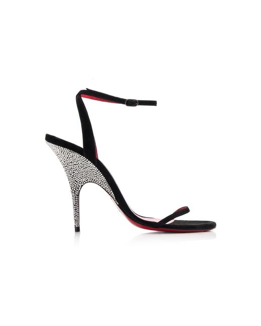 Christian Louboutin Black Arch Queen 100mm Embellished Suede Sandals