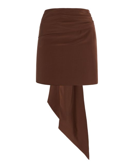 Prada Silk Crepe De Chine Mini Wrap Skirt in Brown | Lyst
