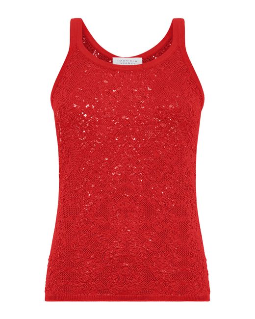 Gabriela Hearst Red Cyrinne Wool-Lace Tank Top