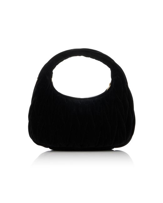 Miu Miu Black Wander Quilted Velvet Shoulder Bag