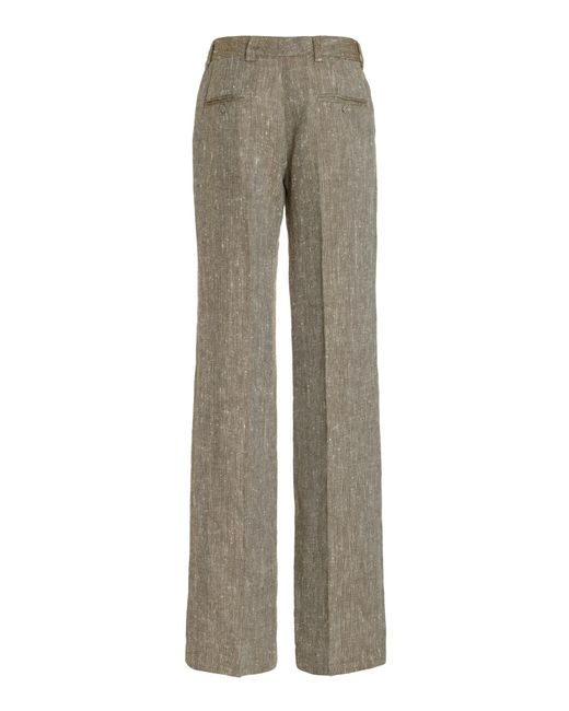Brandon Maxwell Gray The Peyton Linen-silk Straight-leg Pants