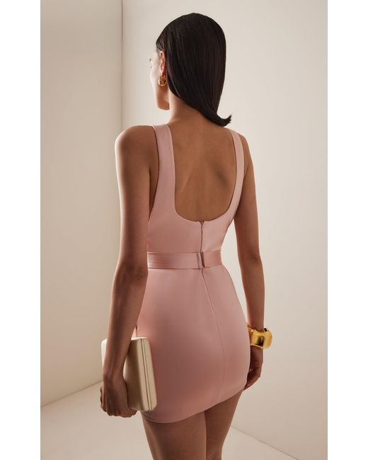 The New Arrivals Ilkyaz Ozel Pink Delphine Bow-Detailed Satin Mini Dress