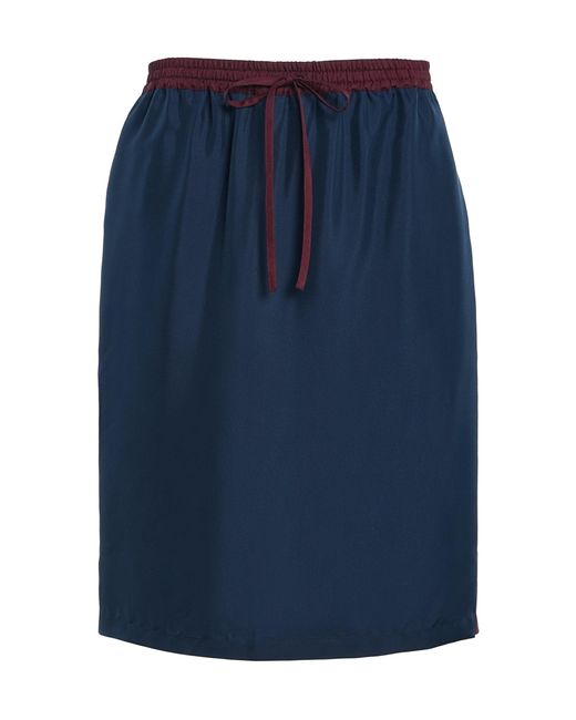 Franchise Blue Fanny Silk Midi Drawstring Skirt