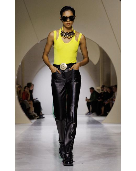 Givenchy Yellow Cutout Silk Tank Top