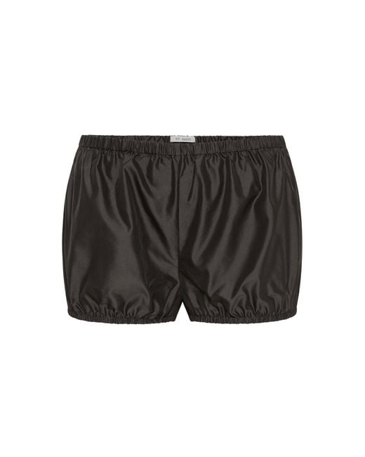 St. Agni Black Paper Taffeta Petite Silk Shorts