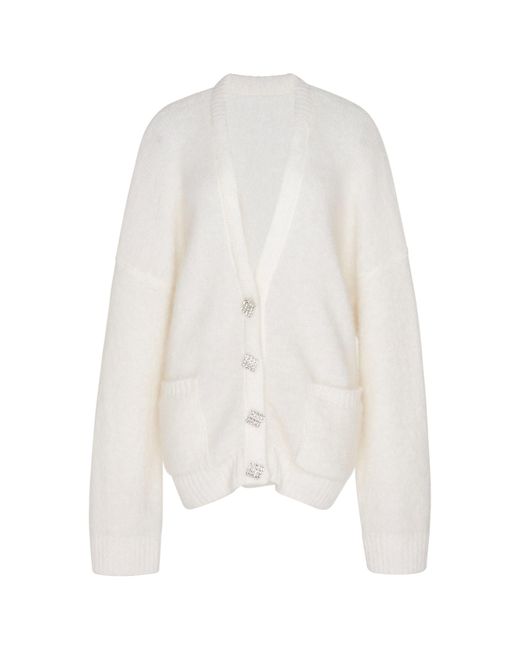 Alessandra Rich White Oversized Mohair Cardigan