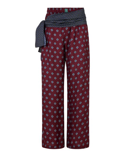 Conner Ives Red Pyjama Satin Wide-Leg Pants