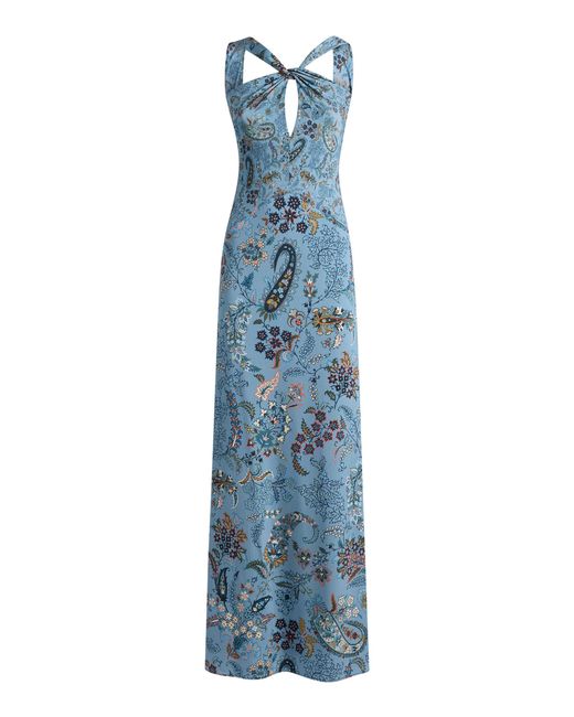 Etro Blue Keyhole Maxi Dress