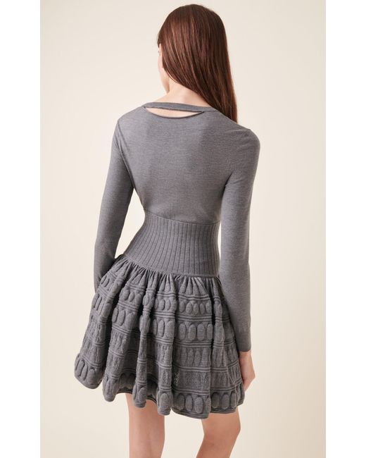 Alaïa Gray Knit Wool-blend Mini Dress