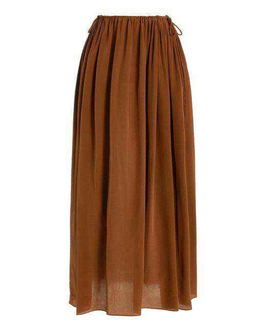 Matteau Brown Silk Maxi Drawstring Skirt
