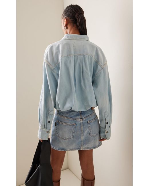 Haikure Tatum Denim Shirt-skirt Combo Mini Dress in Blue