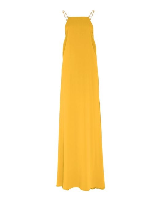 Cult Gaia Yellow Claire Backless Silk Maxi Dress
