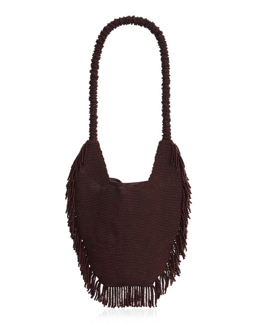 LIKE A BIRD Brown Alana And Espresso Beaded Shoulder Bag