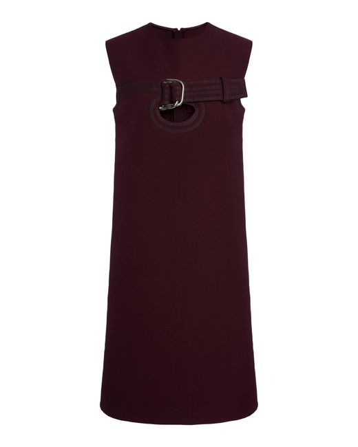 Marni Purple Buckle-Detail Cotton-Blend Midi Dress